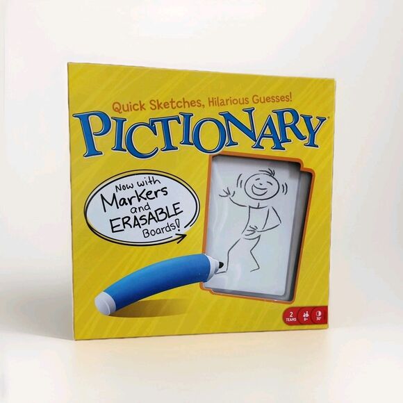 PICTIONARY Board Game with Markers & erasable boards! Mattel DKD47 UNOPENED BOX - Picture 1 of 3